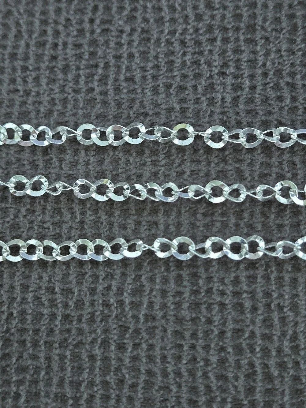 FAS Italy🇮🇹 Silver🤍 Twisted🧬 Flat Circle⭕️ Link Chain⛓️ - NWOT - Picture 2 of 15